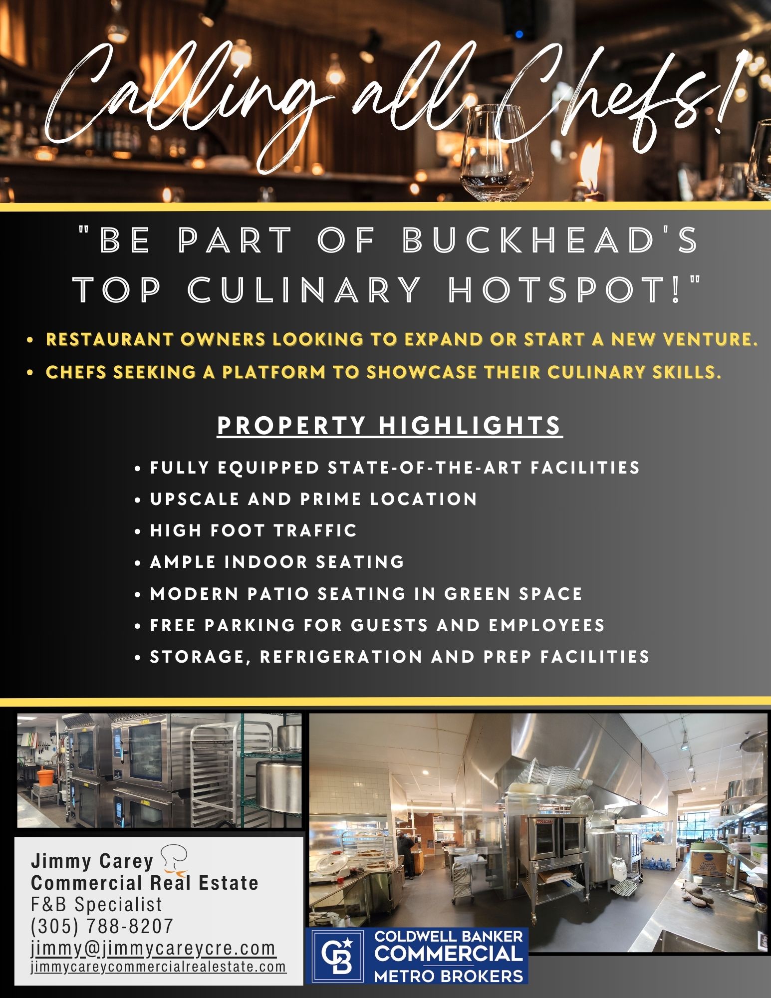 Calling all Chefs flyer for Buckhead Atlanta Food Hall. Opportunity for chefs and restaurant owners