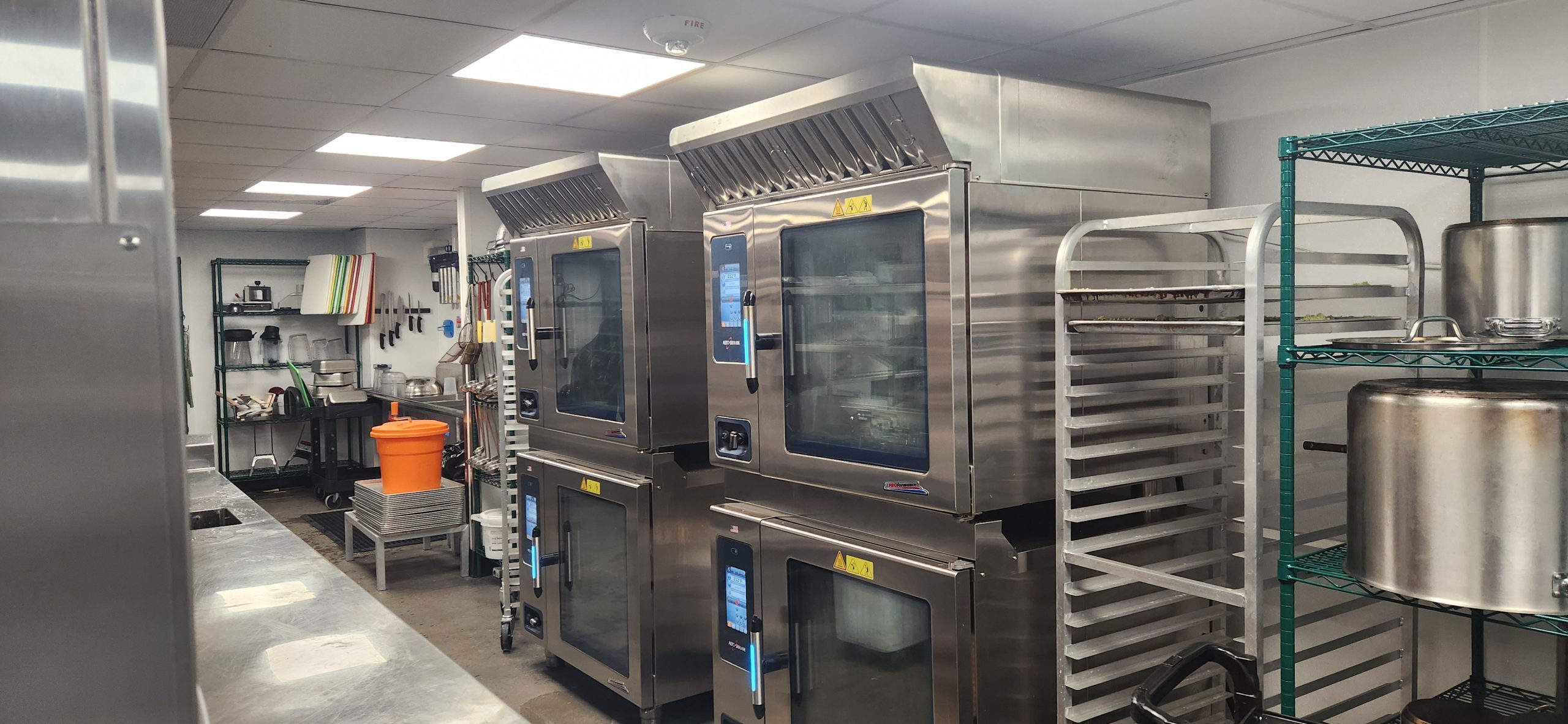 Commercial Kitchen with combi ovens made by Rational. Opportunity for chefs and restaurant owners