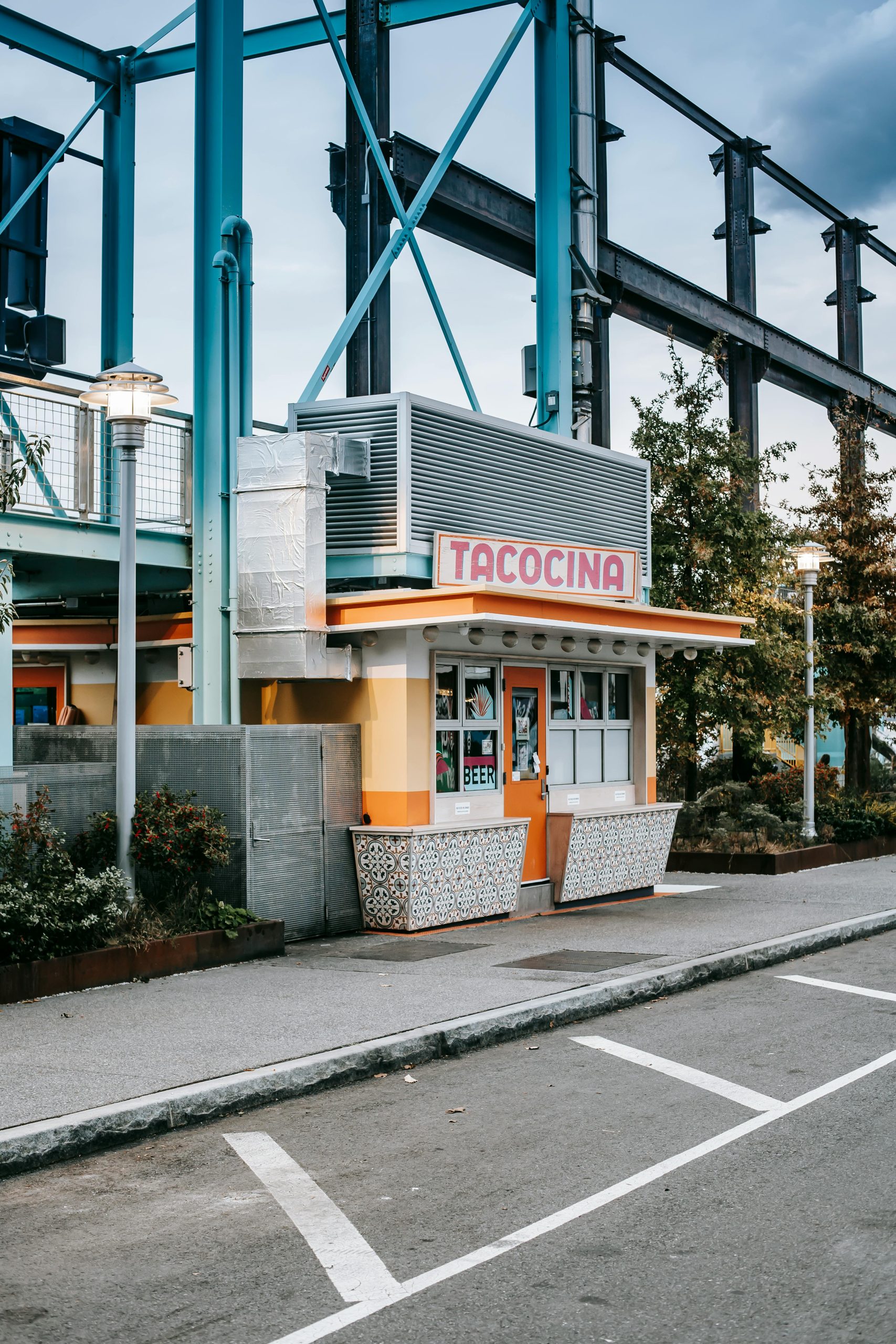 Taco Restaurant located in high traffic area with urban characteristics and walk up order window.