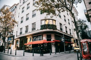 Modern restaurant located on corner of downtown