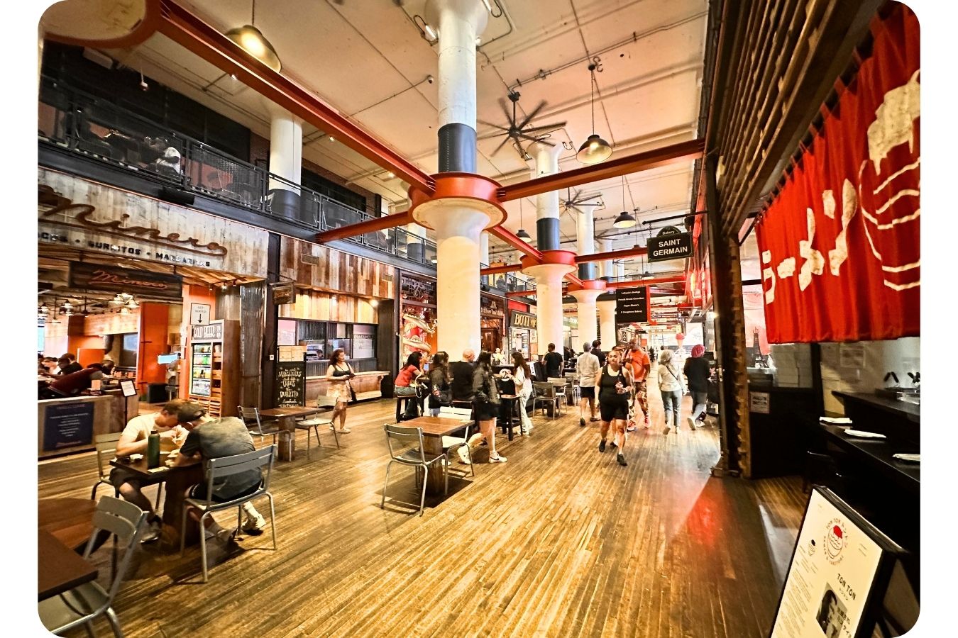 Atlanta’s Ponce City Market Food Hall – Restaurant Interior with Dining Tables, Retail Fronts, and High Foot Traffic – Jimmy Carey Commercial Real Estate